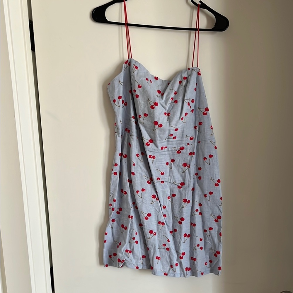 Urban Outfitters Cherry Print Mini Dress - Blue and Red